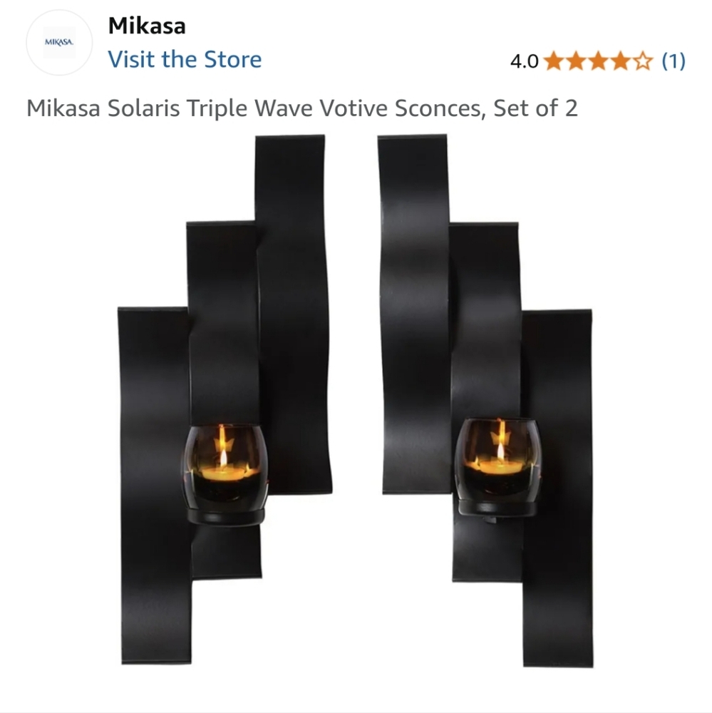 Mikasa solaris wall sconces wavy black metal mcm